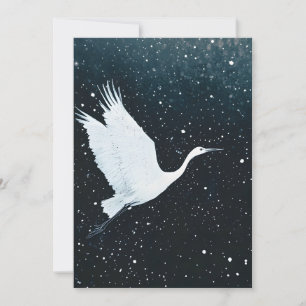 Elegant Minimalist Zen Crane Flight Holiday Card