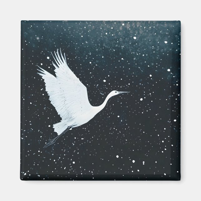 Elegant Minimalist Zen Crane Flight Magnet (Front)