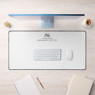 Elegant Minimalistic Bicycle Retro Add Name White Desk Mat