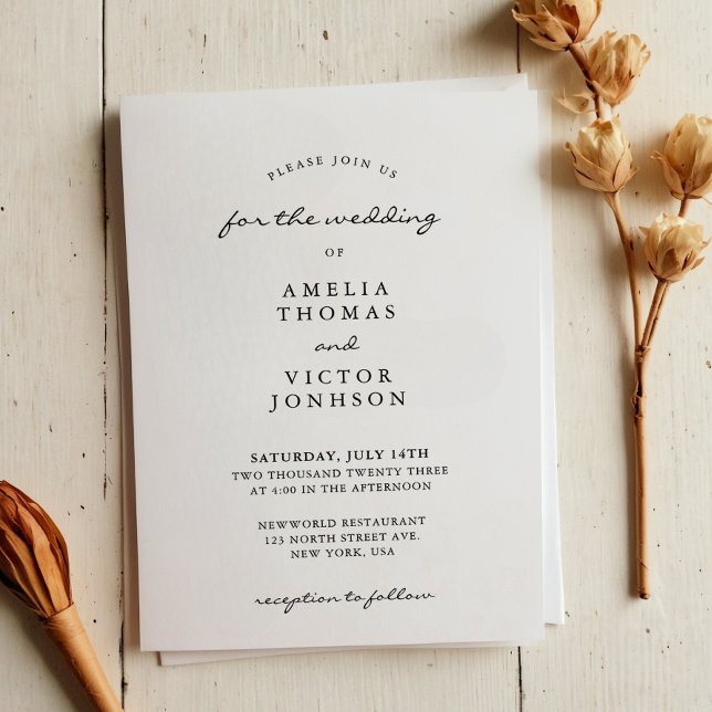 Elegant Minimalistic Black and White Photo Wedding Invitation (Creator Uploaded)