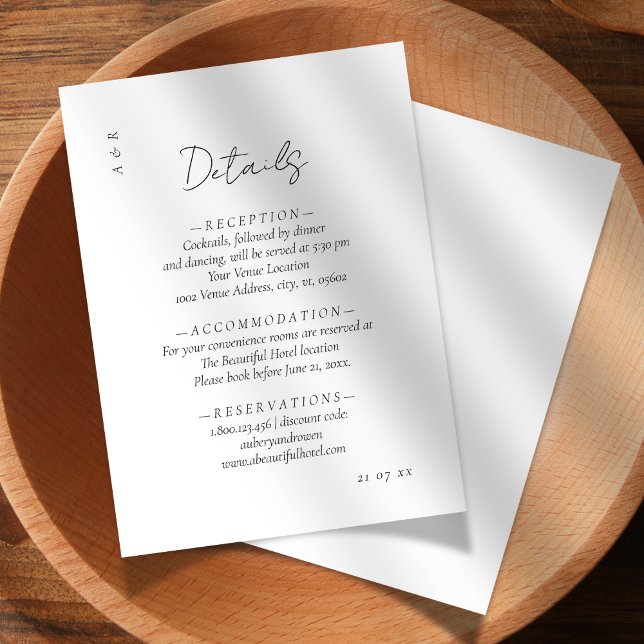Elegant Minimalistic Black White Wedding Details Enclosure Card (Creator Uploaded)