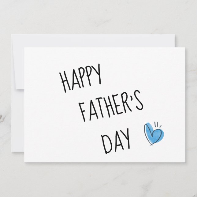 Elegant minimalistic blue heart happy father's day holiday card (Front)