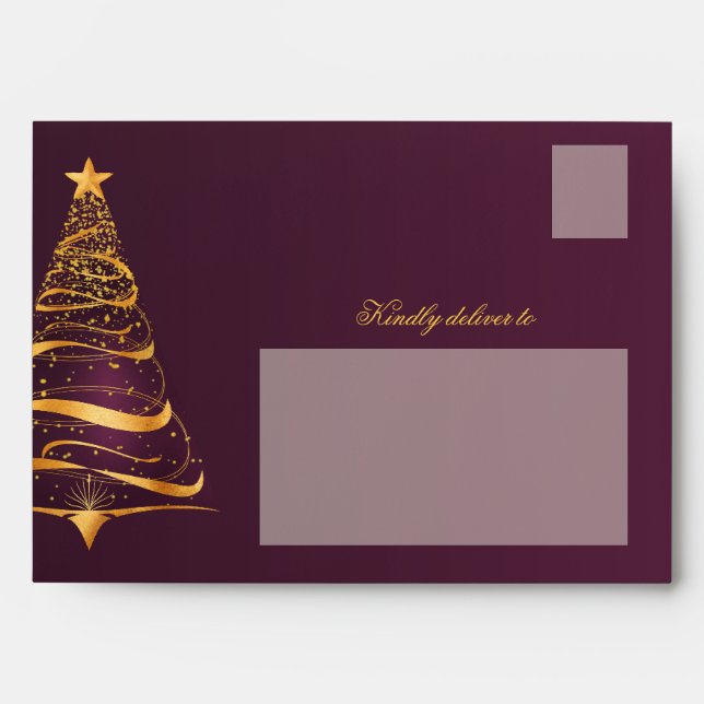Elegant Minimalistic Christmas tree A7 wedding Envelope (Front)