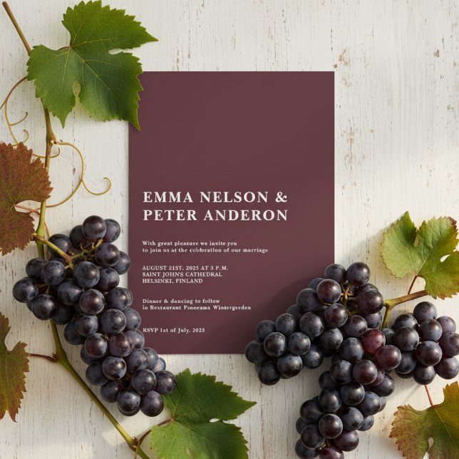 Elegant Minimalistic Deep Burgundy & White Formal Invitation (Creator Uploaded)