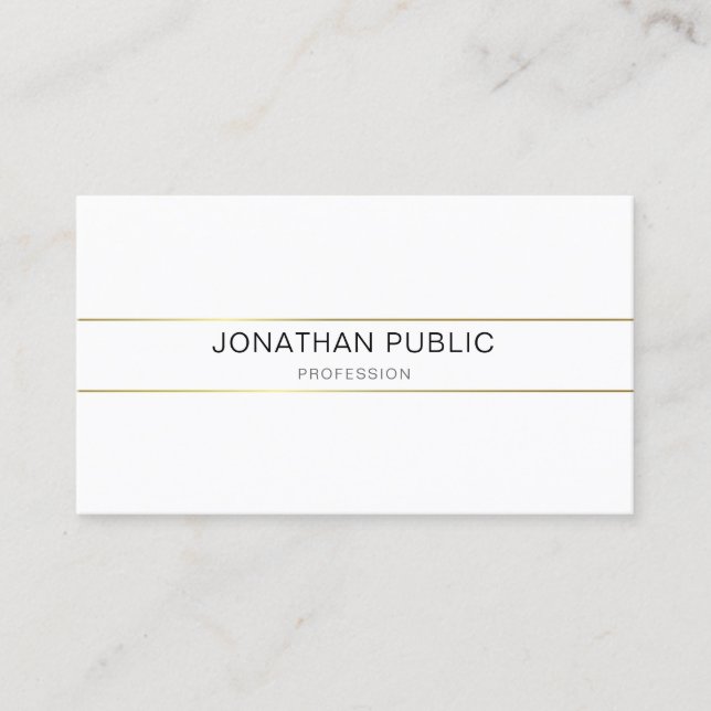 Elegant Minimalistic Design Gold White Trendy Business Card (Front)