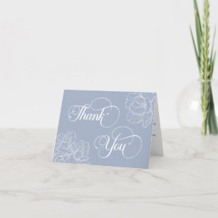 Elegant Minimalistic Dusty Blue Floral Islamic  Thank You Card