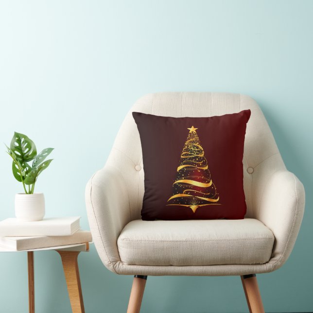 Elegant Minimalistic gold tree Christmas Greeting  Cushion (Chair)