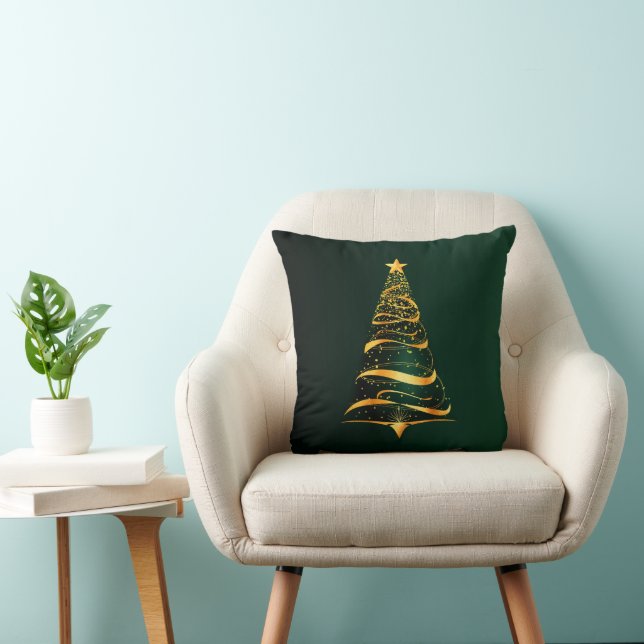 Elegant Minimalistic gold tree Christmas Greeting  Cushion (Chair)