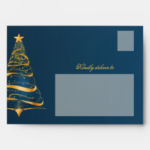 Elegant Minimalistic Golden Christmas tree A7  Envelope