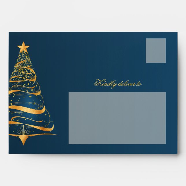 Elegant Minimalistic Golden Christmas tree A7  Envelope (Front)
