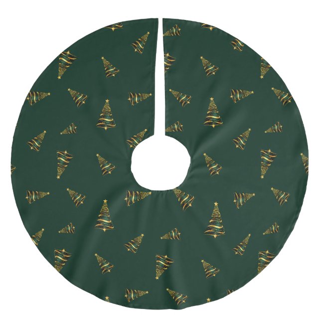 Elegant Minimalistic Golden Christmas Tree Brushed Polyester Tree Skirt (Front)
