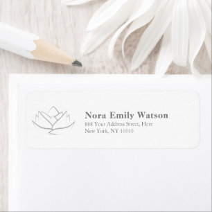 Elegant Minimalistic Grey Lotus Flower Address