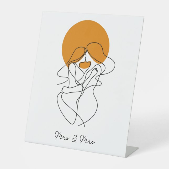 Elegant Minimalistic Lesbian Line Art Pedestal Sign (Front)