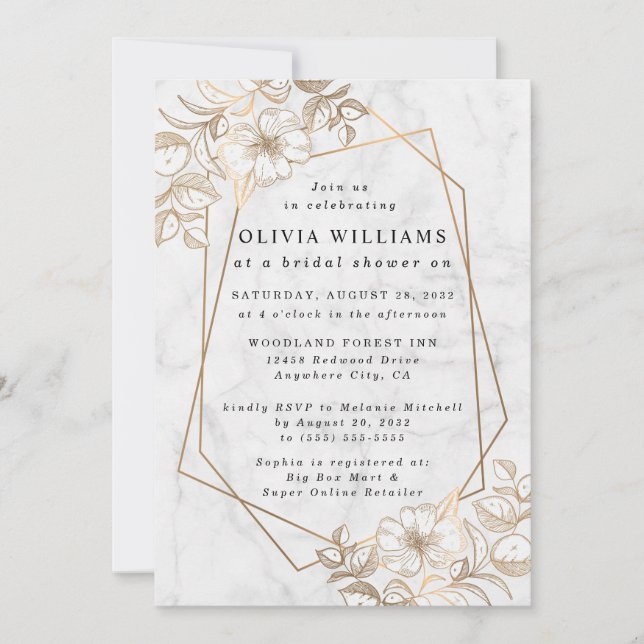 Elegant Minimalistic Marble White Grey Invitation (Front)