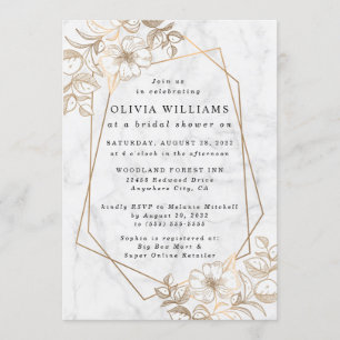 Elegant Minimalistic Marble White Grey Invitation