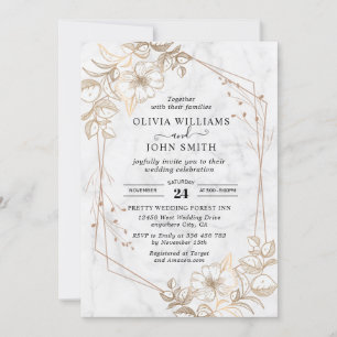 Elegant Minimalistic Marble White Grey M002 Invitation