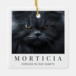 Elegant Minimalistic Modern Cat Photo Memorial Ceramic Ornament