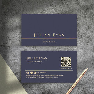 Elegant Minimalistic Navy Blue and Gold Consultant Business Card