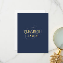 Elegant Minimalistic Navy Blue & Gold Custom Names