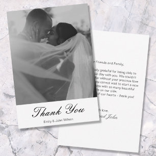 Elegant Minimalistic Personalised Message Wedding  Thank You Card