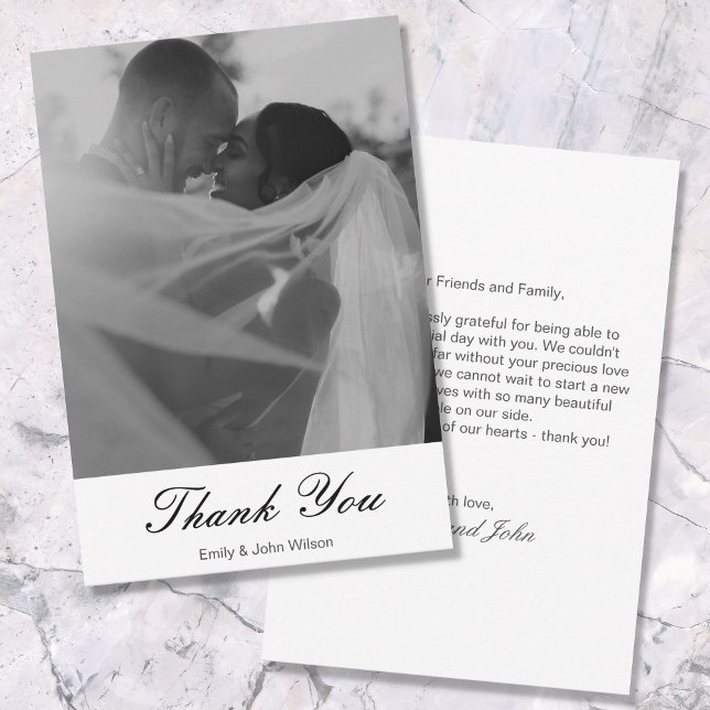 Elegant Minimalistic Personalised Message Wedding  Thank You Card (Creator Uploaded)