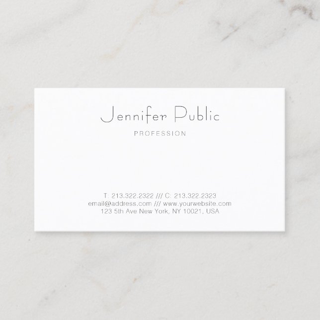 Elegant Minimalistic Professional Trendy Modern Business Card (Front)