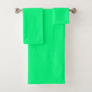 Elegant Minimalistic Solid Neon Spring Green Colou Bath Towel Set