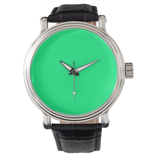 Elegant Minimalistic Solid Neon Spring Green Colou Watch (Front)