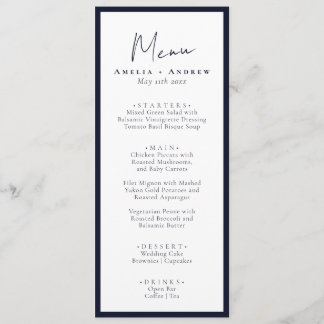 Elegant Minimalistic Wedding Reception Dinner Menu