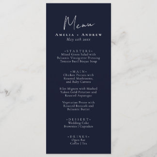 Elegant Minimalistic Wedding Reception Dinner Menu