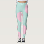 elegant mint and large pink polka dots pattern leggings<br><div class="desc">Minimalist,  modern and stylish design representing pink dots on a mint background.</div>