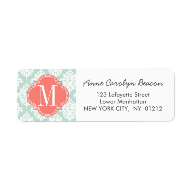 Elegant Mint Damask Personalised (Front)