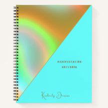 Elegant Mint Gold Holographic Notebook