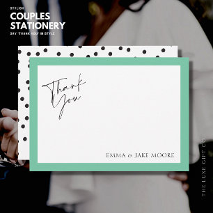Elegant Mint Green Border Wedding Thank You Card