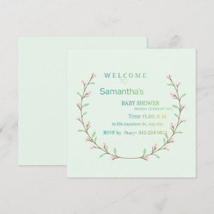 Elegant Mint Green Botanical Baby Shower Invitation