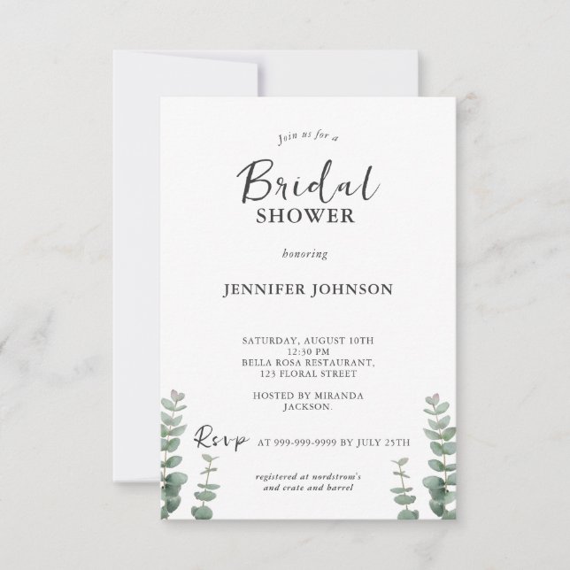 Elegant Mint Green Bridal Shower Invitation (Front)
