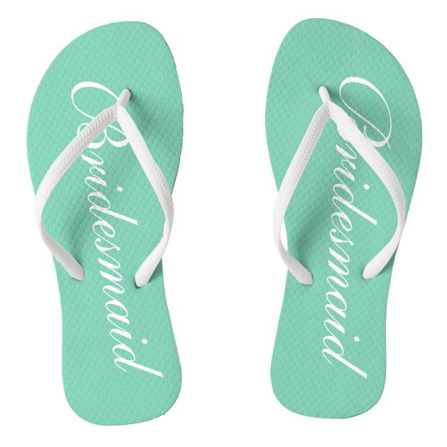 Elegant mint green bridesmaid wedding flip flops (Footbed)