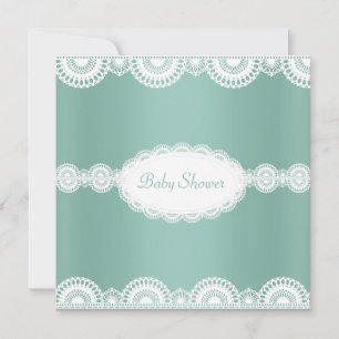 ELEGANT MINT GREEN LACE BABY SHOWER INVITATION