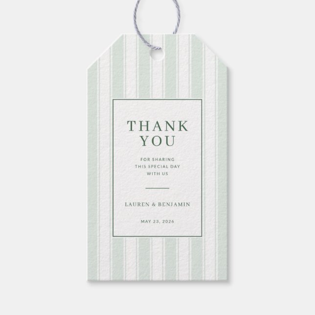 Elegant Mint Green Stripes Gift Tags (Front)