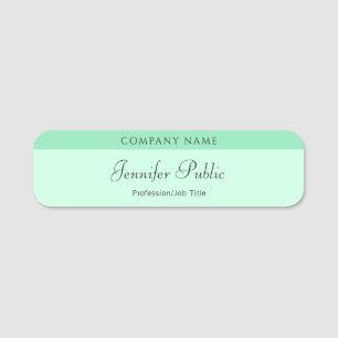 Elegant Mint Green Template Modern Calligraphy Name Tag