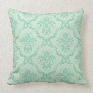 Elegant Mint-Green Tones Floral Damasks Cushion