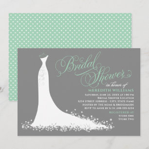 Elegant Mint Green Wedding Gown Bridal Shower Invitation