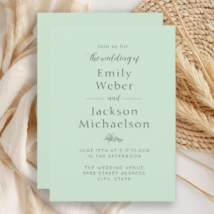 Elegant Mint Green Wedding Invitation