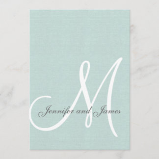 Elegant Mint Green Wedding Invitations Initial