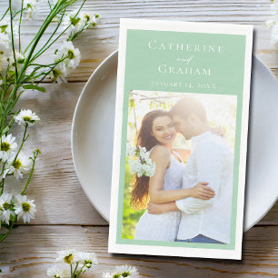 Elegant Mint Green Wedding Personalized Photo Napkin