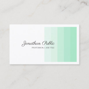 Elegant Mint Green White Calligraphy Script Modern Business Card
