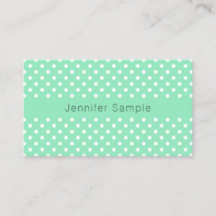 Elegant Mint Green White Dots Modern Template Business Card