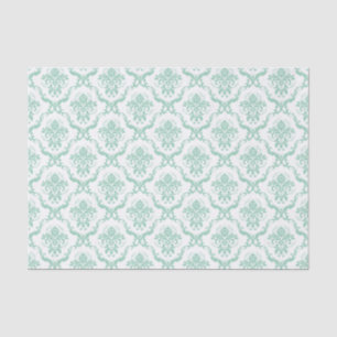 Elegant Mint-Green & White Floral Damasks Tissue Paper