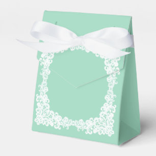 Elegant mint green & white lace favour box