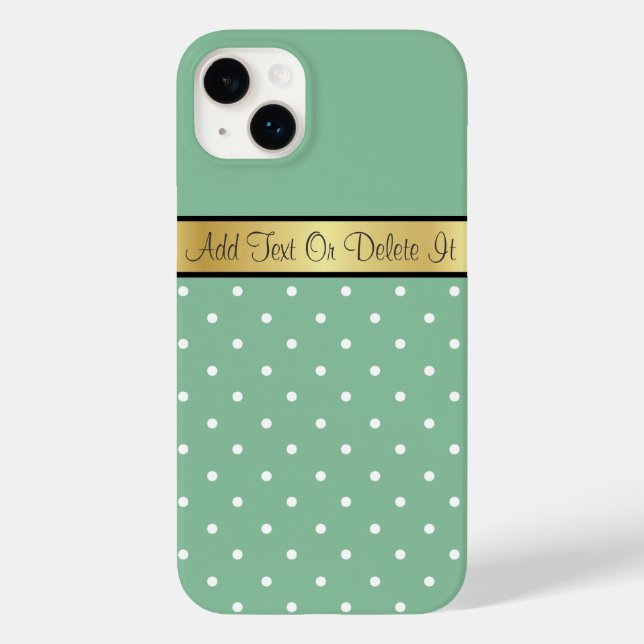 Elegant Mint Green & White Polka Dots Gold Ribbon Case-Mate iPhone Case (Back)